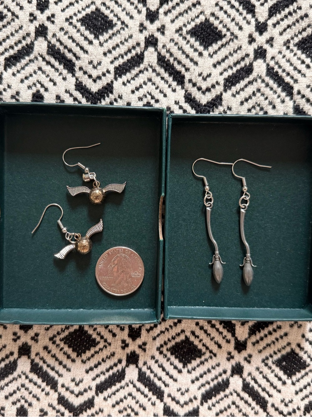 Harry Potter Silver-Tone Golden Snitch & Sterling-Style Dangle Earrings Set